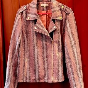 Solitaire Blush Snake Pattern Leather-style Jacket